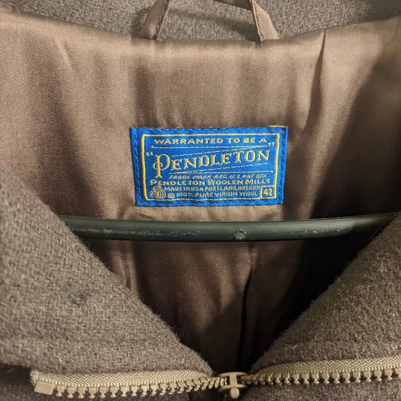 Vintage Pendleton 100% Virgin Wool Insulated Coat Olive/Brown